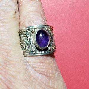 Vintage Victorian 925 Purple Amethyst Ring
